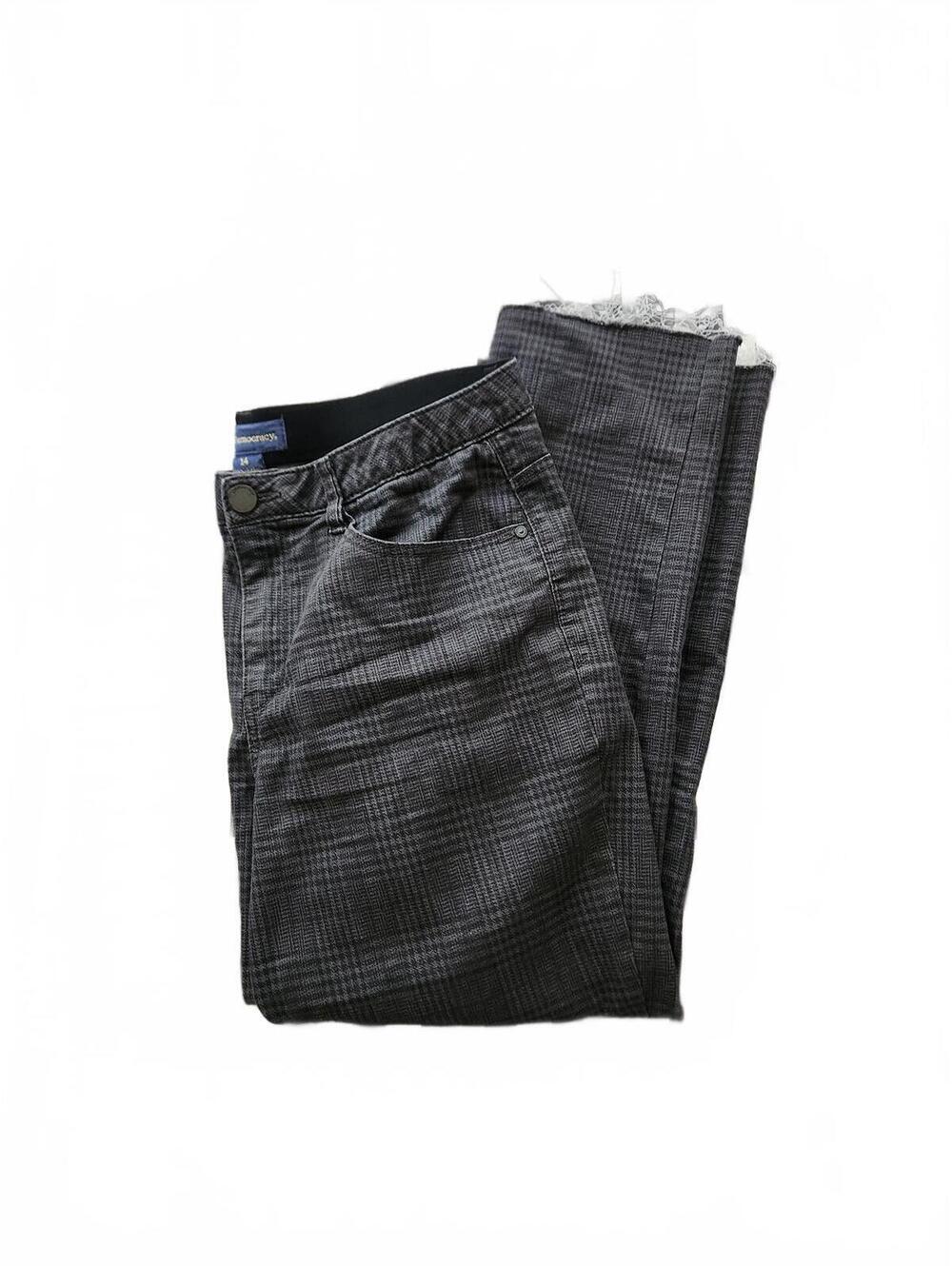 Democracy gray plaid crop pant